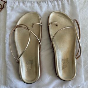 Ancient Greek Sandals Metallic Gold Strappy Flat Sandals